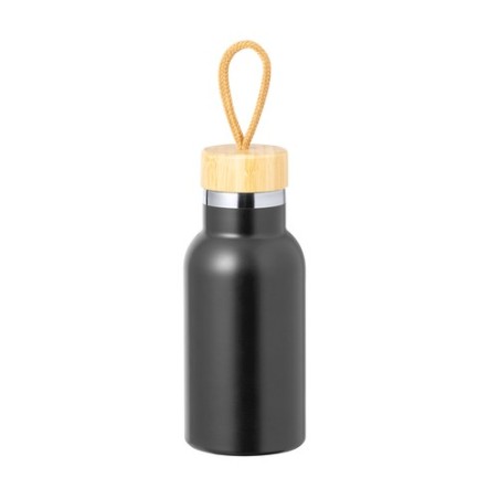 Bouteille Isotherme Éco-responsable Personnalisée 500ml - Flazer Matières : bambou Couleurs : noir personnalisable avec votre lo