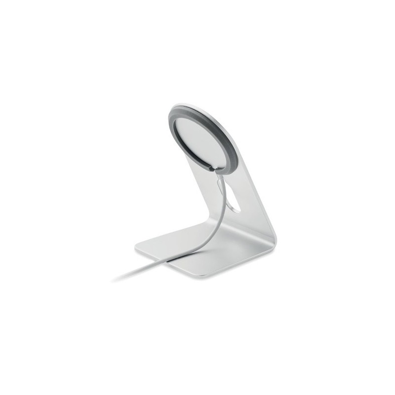 Chargeur portable magnétique personnalisé 15W pas cher - MELIS Matières : aluminium Couleurs : argenté mat goodies publicitaire 