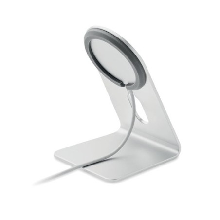 Chargeur portable magnétique personnalisé 15W pas cher - MELIS Matières : aluminium Couleurs : argenté mat goodies publicitaire 