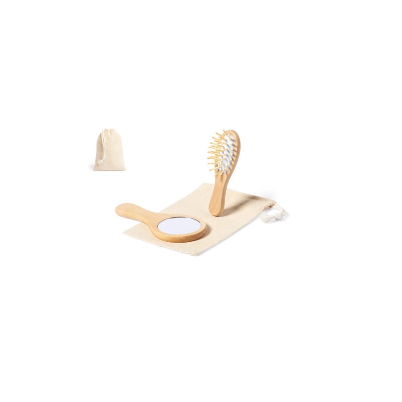 Set Éco-responsable de Miroir et Brosse Personnalisé Dianex pas cher Matières : bois