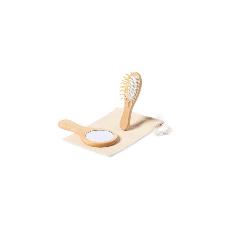 Set Dianex : Miroir et Brosse en Bois Naturel