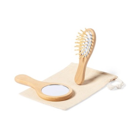 Set Éco-responsable de Miroir et Brosse Personnalisé Dianex pas cher Matières : bois cadeau entreprise pas cher