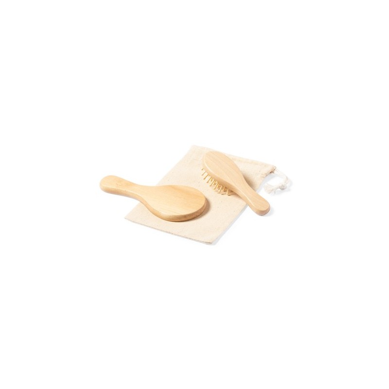 Set Dianex : Miroir et Brosse en Bois Naturel