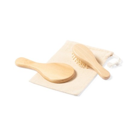 Set Dianex : Miroir et Brosse en Bois Naturel