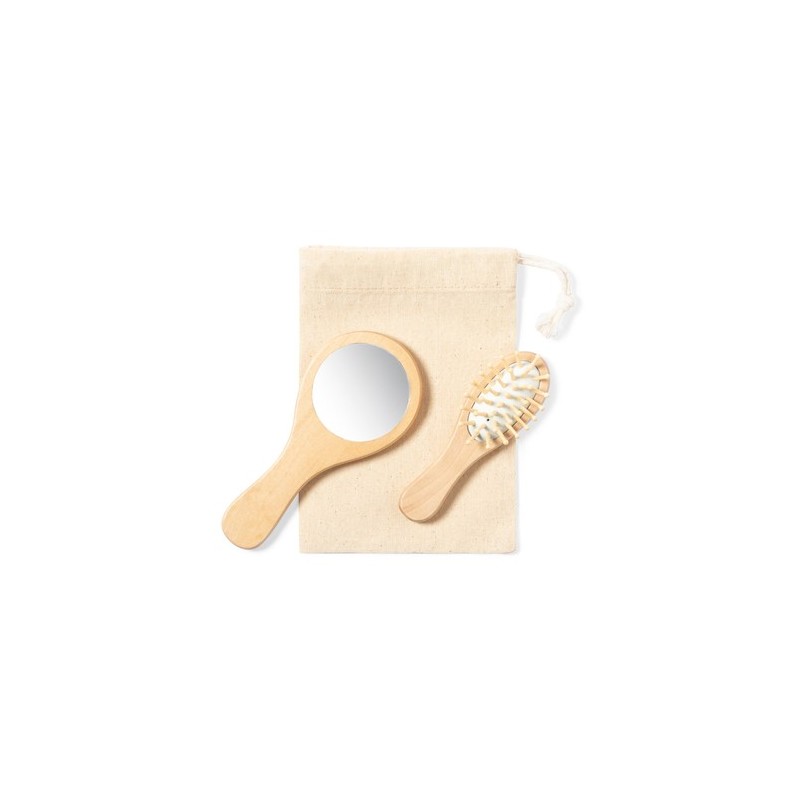 Set Éco-responsable de Miroir et Brosse Personnalisé Dianex pas cher Matières : bois impression haute définition