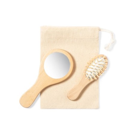 Set Éco-responsable de Miroir et Brosse Personnalisé Dianex pas cher Matières : bois impression haute définition