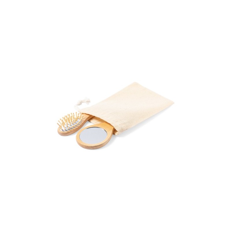 Set Éco-responsable de Miroir et Brosse Personnalisé Dianex pas cher Matières : bois marquage laser ultra précis
