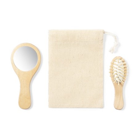 Set Dianex : Miroir et Brosse en Bois Naturel