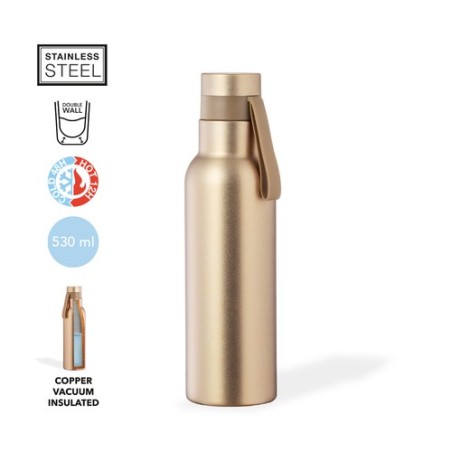 Gourde Isotherme Éco-responsable Personnalisée 500ml Conserve le Chaud & Froid Roach Matières : acier inoxydable Couleurs : noir