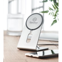 Chargeur portable magnétique personnalisé 15W pas cher - MELIS Matières : aluminium Couleurs : argenté mat marquage laser ultra 