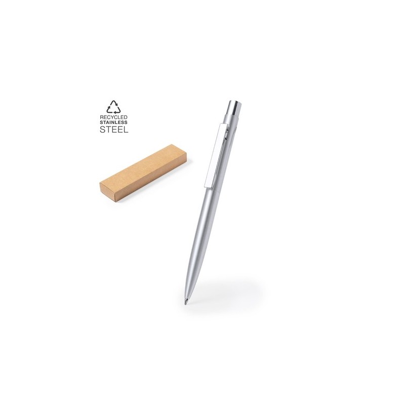 Stylo Éco-responsable Personnalisé Cadeau d'Entreprise Parfait - Wutax Couleurs : argenté Matières : acier inoxydable recyclé pe