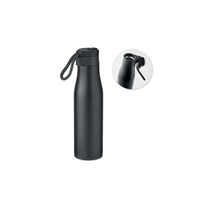 Bouteille isotherme double paroi personnalisée 600ml - URSUS Matières : acier inoxydable Couleurs : noir