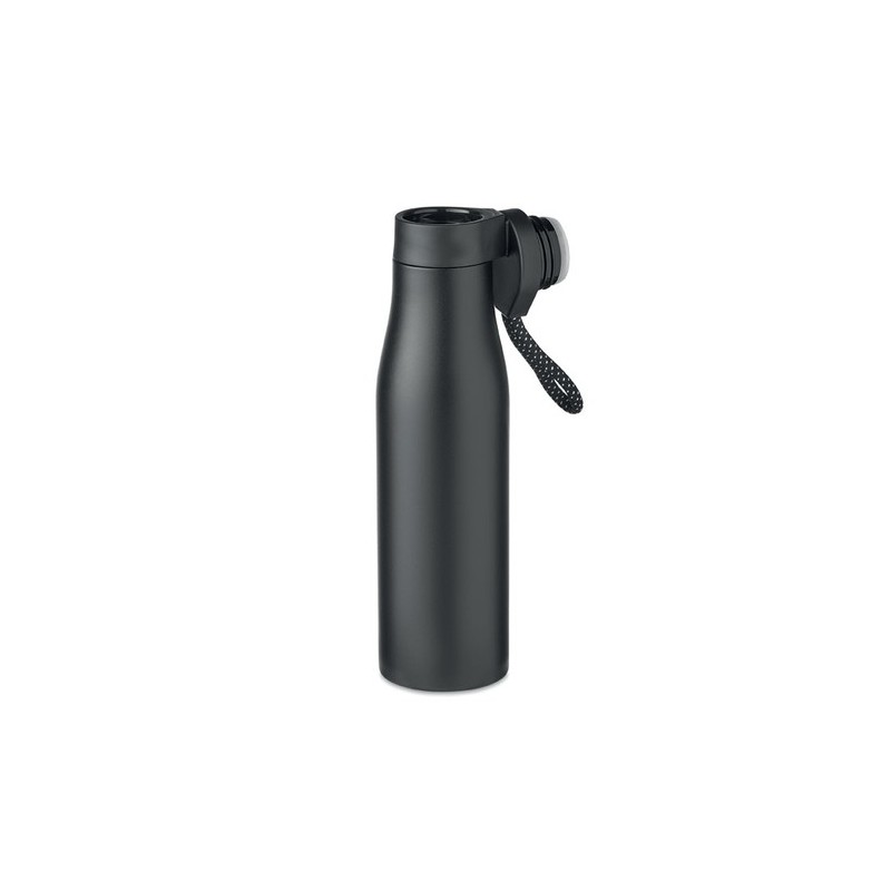 Bouteille isotherme double paroi personnalisée 600ml - URSUS Matières : acier inoxydable Couleurs : noir personnalisable avec vo