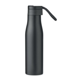 Bouteille isotherme double paroi personnalisée 600ml - URSUS Matières : acier inoxydable Couleurs : noir cadeau entreprise pas c