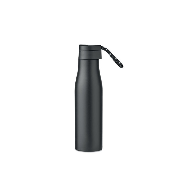 Bouteille isotherme double paroi personnalisée 600ml - URSUS Matières : acier inoxydable Couleurs : noir cadeau entreprise pas c