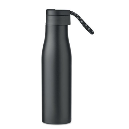 Bouteille isotherme double paroi personnalisée 600ml - URSUS Matières : acier inoxydable Couleurs : noir cadeau entreprise pas c