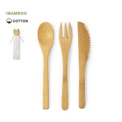 Set de couverts en bambou personnalisés pas cher - Plusin Matières : bambou