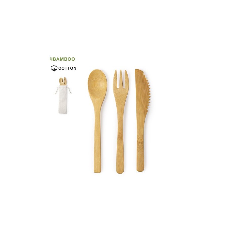 Set de couverts en bambou personnalisés pas cher - Plusin Matières : bambou