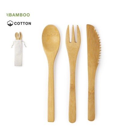 Set de couverts en bambou personnalisés pas cher - Plusin Matières : bambou