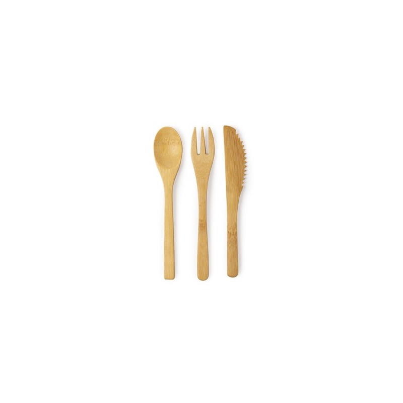 Set de couverts en bambou personnalisés pas cher - Plusin Matières : bambou personnalisable avec votre logo
