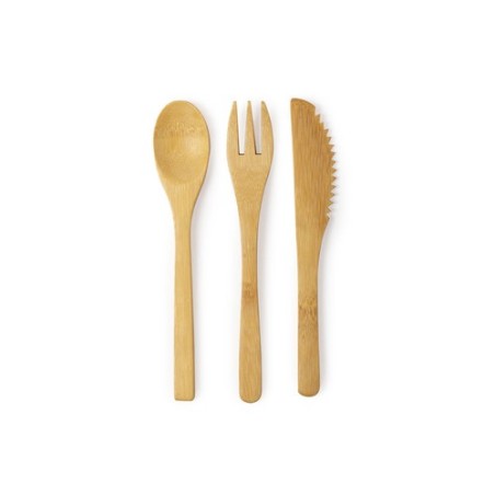 Set de couverts en bambou personnalisés pas cher - Plusin Matières : bambou personnalisable avec votre logo