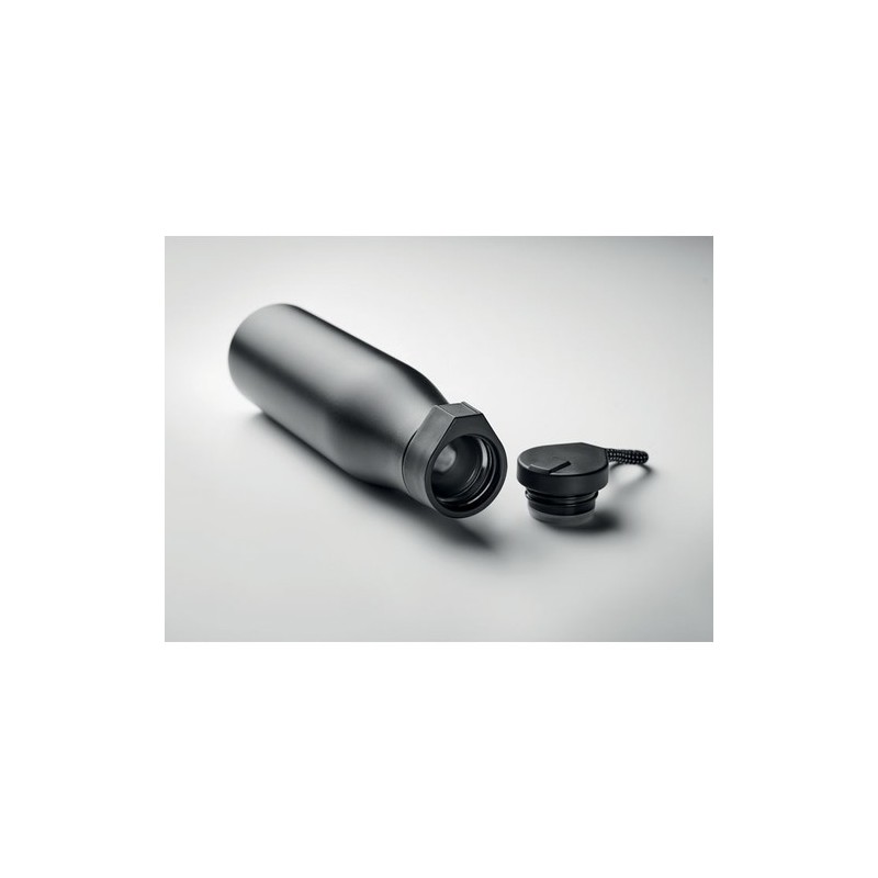 Bouteille isotherme double paroi personnalisée 600ml - URSUS Matières : acier inoxydable Couleurs : noir impression haute défini