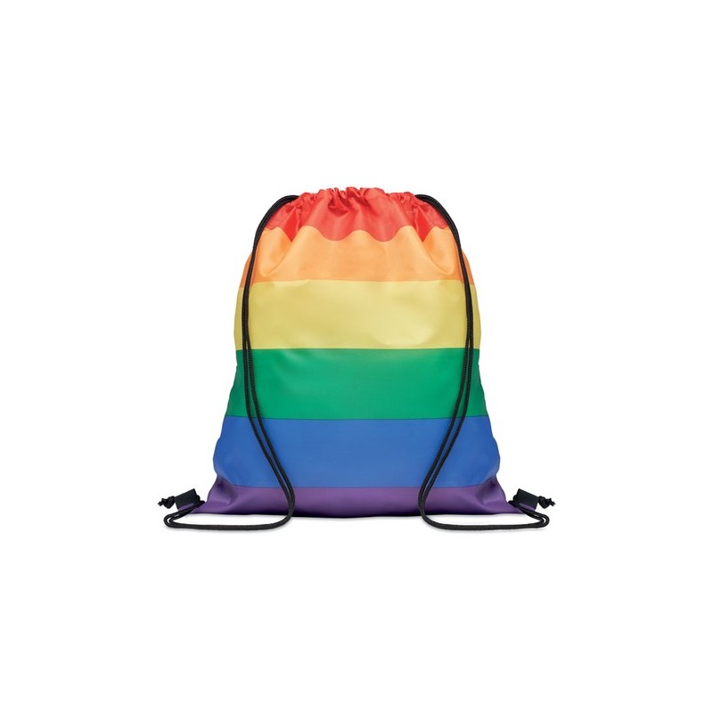 Sac à Cordon Éco-responsable Personnalisé Arc-en-Ciel RPET BOW Matières : PET recyclé Couleurs : multicolore