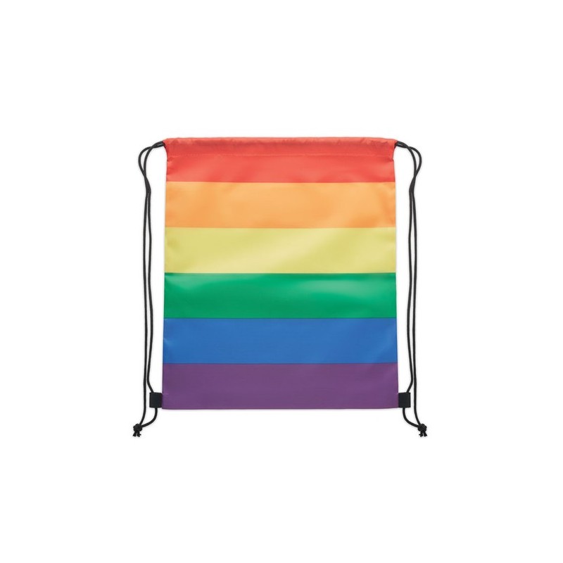 Sac à Cordon Éco-responsable Personnalisé Arc-en-Ciel RPET BOW Matières : PET recyclé Couleurs : multicolore cadeau entreprise p