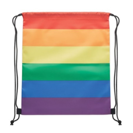 Sac à Cordon Éco-responsable Personnalisé Arc-en-Ciel RPET BOW Matières : PET recyclé Couleurs : multicolore cadeau entreprise p