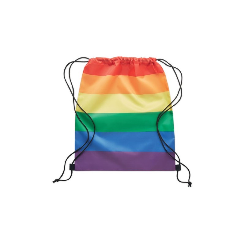 Sac à Cordon Éco-responsable Personnalisé Arc-en-Ciel RPET BOW Matières : PET recyclé Couleurs : multicolore goodies publicitair