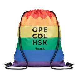 Sac à Cordon Éco-responsable Personnalisé Arc-en-Ciel RPET BOW Matières : PET recyclé Couleurs : multicolore impression haute dé