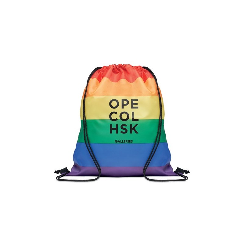 Sac à Cordon Éco-responsable Personnalisé Arc-en-Ciel RPET BOW Matières : PET recyclé Couleurs : multicolore impression haute dé