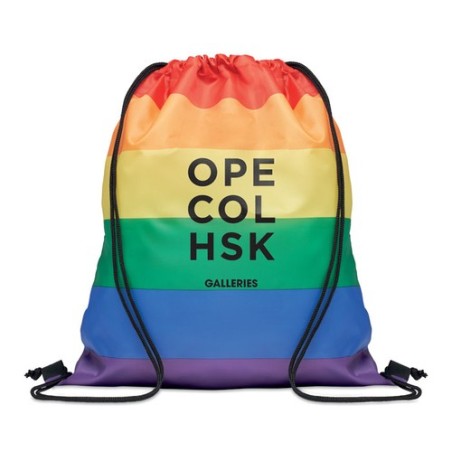 Sac à Cordon Éco-responsable Personnalisé Arc-en-Ciel RPET BOW Matières : PET recyclé Couleurs : multicolore impression haute dé