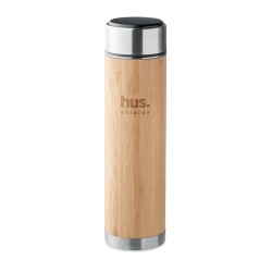 Bouteille isotherme personnalisée en acier double paroi 480 ml - PANAY Matières : acier inoxydable Couleurs : bois goodies publi