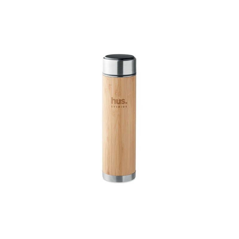 Bouteille isotherme personnalisée en acier double paroi 480 ml - PANAY Matières : acier inoxydable Couleurs : bois goodies publi