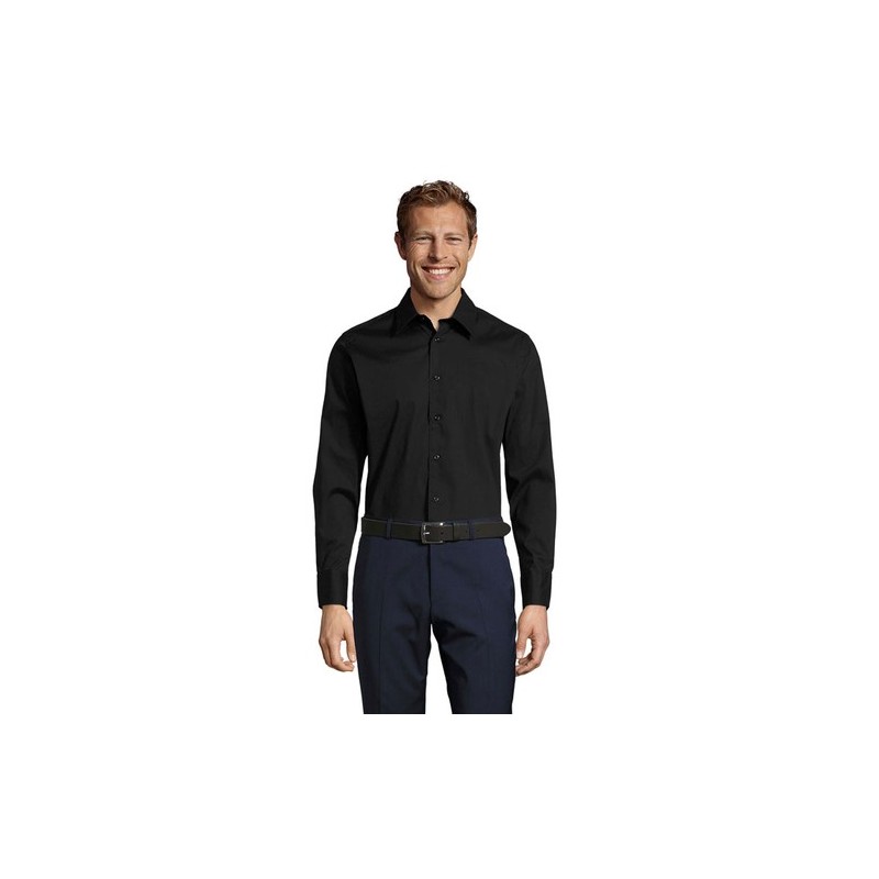 Chemise Éco-responsable et Personnalisée pour Homme - Brighton Matières : coton Taille textile : L Couleurs : noir impression lo