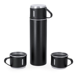 Set personnalisé pas cher Melbir Matières : acier inoxydable Couleurs : noir cadeau entreprise pas cher