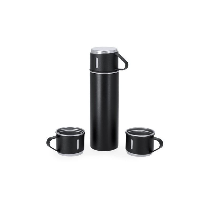 Set personnalisé pas cher Melbir Matières : acier inoxydable Couleurs : noir cadeau entreprise pas cher