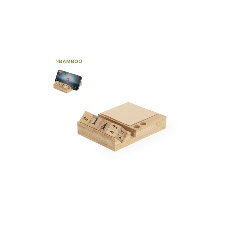 Porte-notes personnalisé calendrier perpétuel pas cher Dex Matières : bambou Couleurs : naturel personnalisable avec votre logo