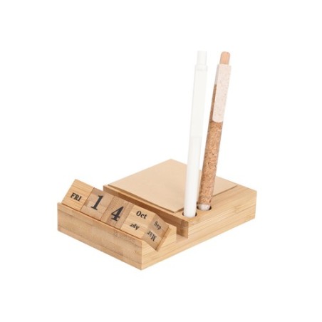 Porte-notes personnalisé calendrier perpétuel pas cher Dex Matières : bambou Couleurs : naturel cadeau entreprise pas cher