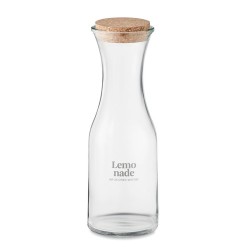 Carafe  en verre recyclé de 1L avec couvercle en liège - PICCA Matières : verre recyclé Couleurs : transparent impression haute 