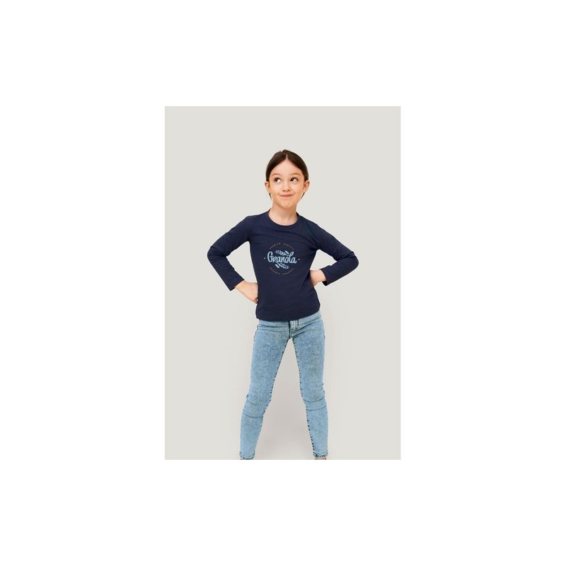 T-shirt Éco-responsable et Confortable 190g pour Enfant - IMPERIAL LSL Taille textile : XL Couleurs : french navy impression hau