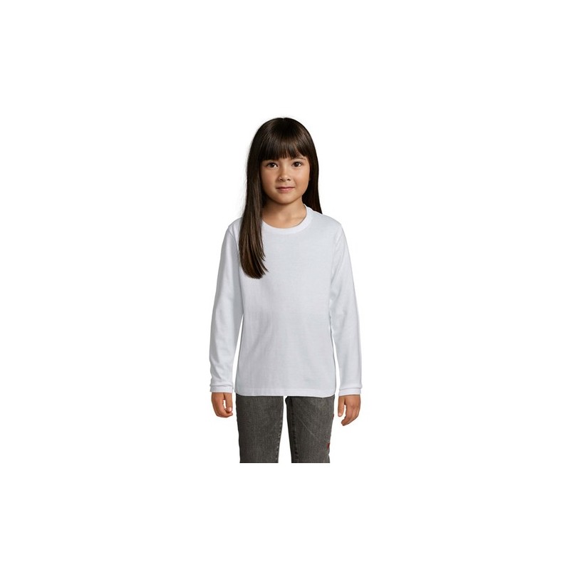 T-shirt Éco-responsable et Confortable 190g pour Enfant - IMPERIAL LSL Taille textile : XL Couleurs : blanc marquage couleur écl