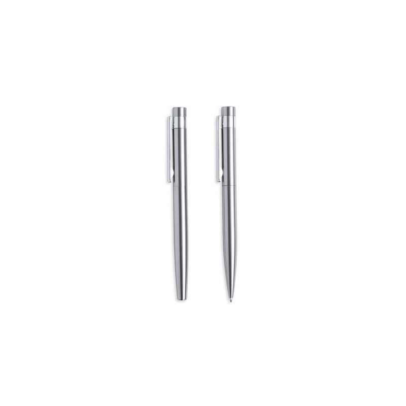 Set de Stylo et Roller Éco-responsable Personnalisé Kaylax Couleurs : argenté Matières : acier inoxydable recyclé