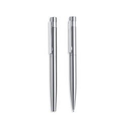 Set de Stylo et Roller Éco-responsable Personnalisé Kaylax Couleurs : argenté Matières : acier inoxydable recyclé cadeau entrepr