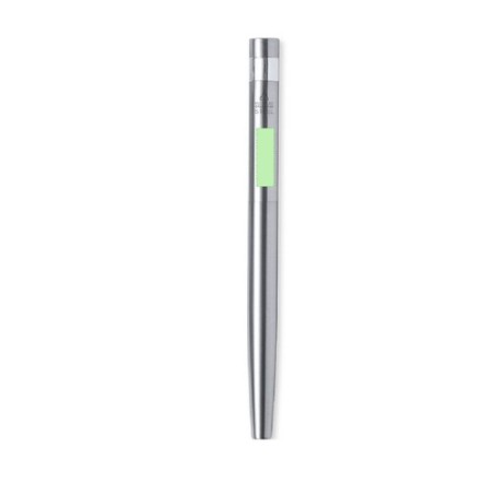 Set de Stylo et Roller Éco-responsable Personnalisé Kaylax Couleurs : argenté Matières : acier inoxydable recyclé cadeau client 
