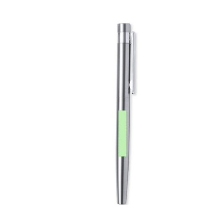 Set de Stylo et Roller Éco-responsable Personnalisé Kaylax Couleurs : argenté Matières : acier inoxydable recyclé marquage coule