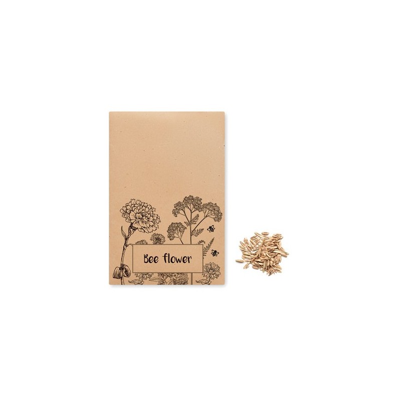 Graines de fleurs mélangées personnalisées SEEDLOPEBEE Matières : papier Couleurs : beige