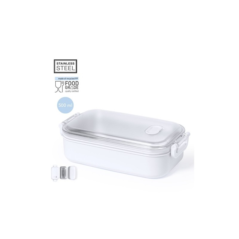 Gamelle Thermique Personnalisée Éco-responsable Veket Matières : acier inoxydable Couleurs : blanc personnalisable avec votre lo