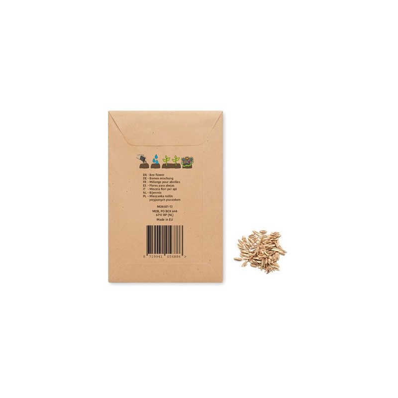 Graines de fleurs mélangées personnalisées SEEDLOPEBEE Matières : papier Couleurs : beige personnalisable avec votre logo